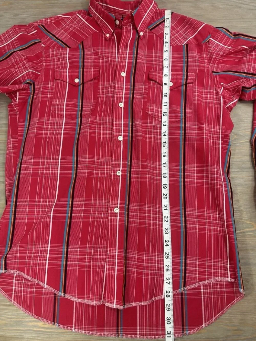 Vintage Wrangler Hot Pink Stiped Button Up Long Sleeve Men’s L? Read